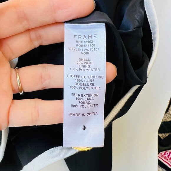 ❤️ Frame double breasted contrast trims blazer,black /white, Plus Size 14 - Picture 12 of 14